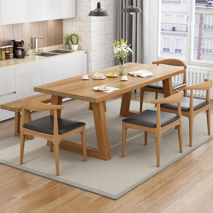 Modern Style 1/4/6 Pieces Dining Bench Set Solid Wood Dining Table and Chairs