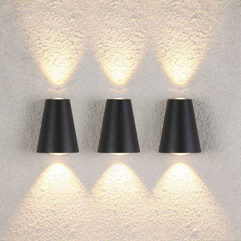 Trapezoid Up and Down LED Wall Sconce Modern Metallic Garden Wall Light in Black