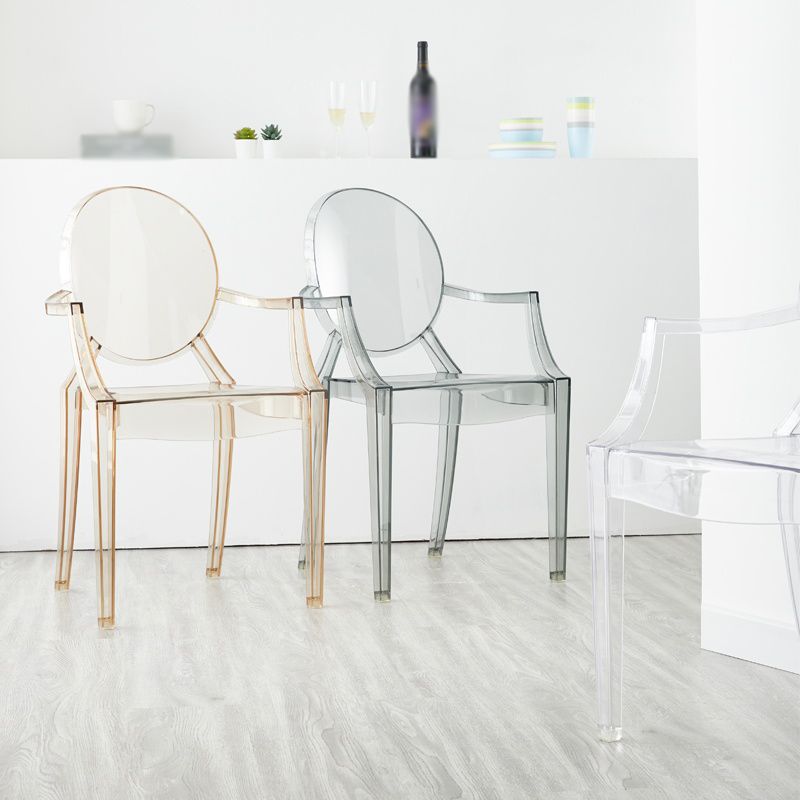Chaise de salle à manger contemporaine en plastique, chaise latérale à dossier ouvert avec 4 pieds pour usage domestique