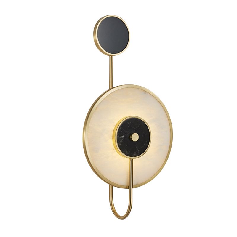 1 Light Round Wall Lighting Fixtures Modern Style Stone Wall Mounted Lamps