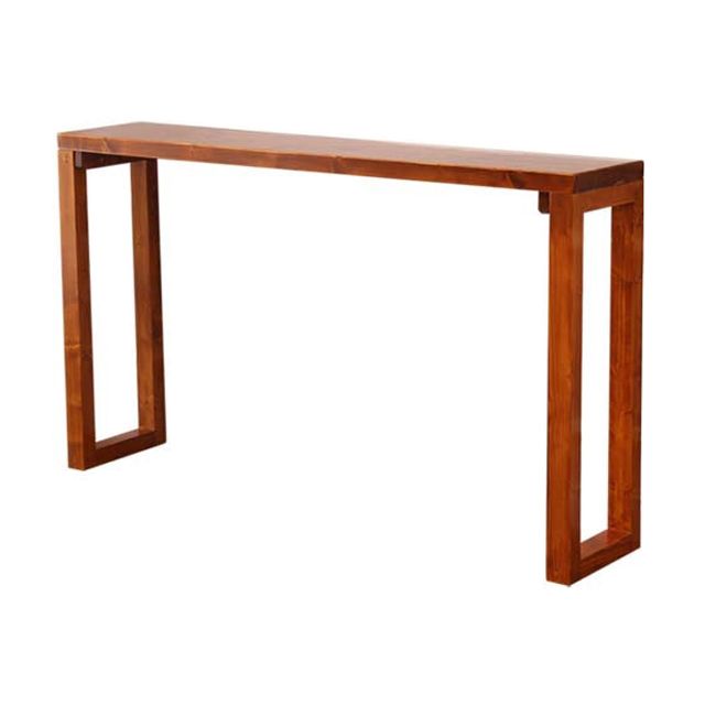 Mid-Century Modern Brown Console Table with Wooden Sled Base