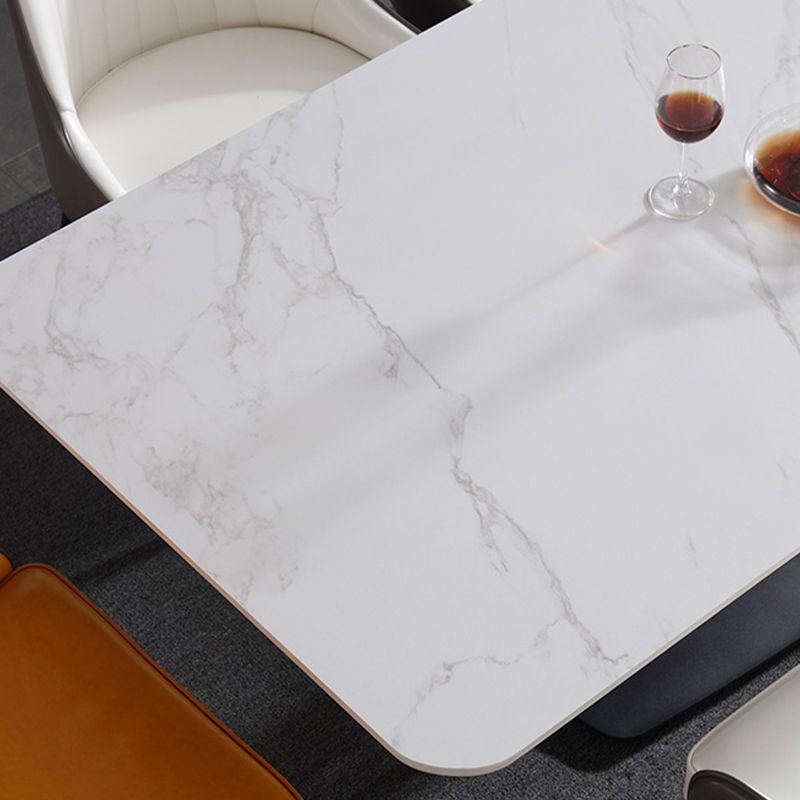 Modern 1/4/5/7 Pieces Dining Set White Rectangle Sintered Stone Dining Table Set