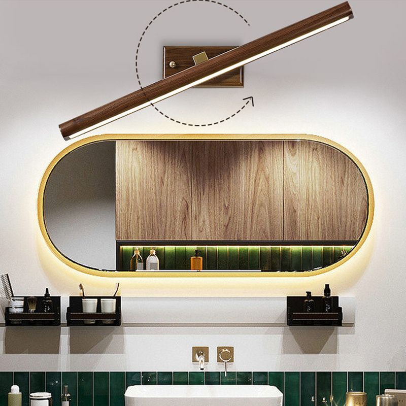 Modern Linear Vanity Sconce Lights Wood 1-Light Wall Lighting Fixture for Bathroom