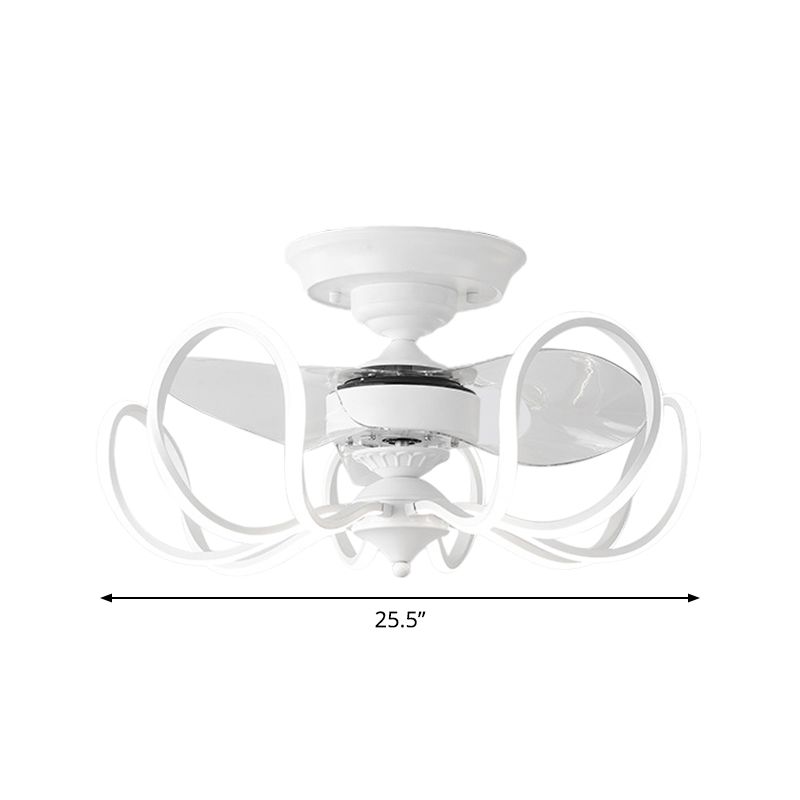 Luz de ventilador colgante metálico enjaulado Contemporáneo de 25.5 "de ancho LED de ancho, 2 cuchillas