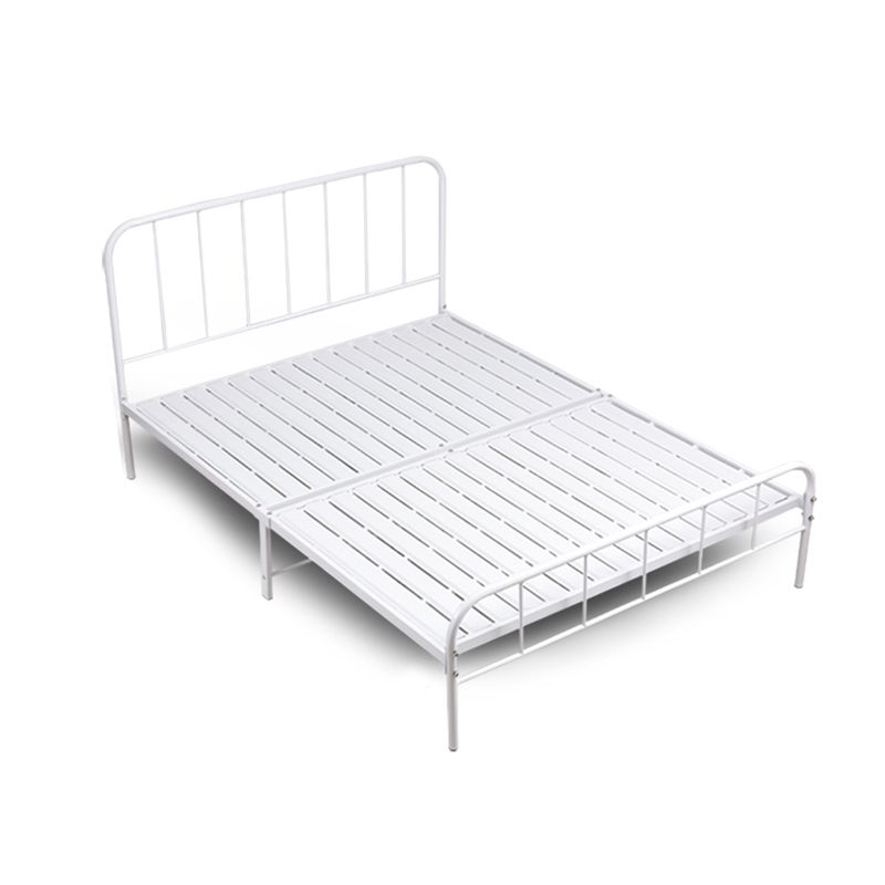 Modern Rectangular Headboard Bed Open-Frame Bed With Metal Legs