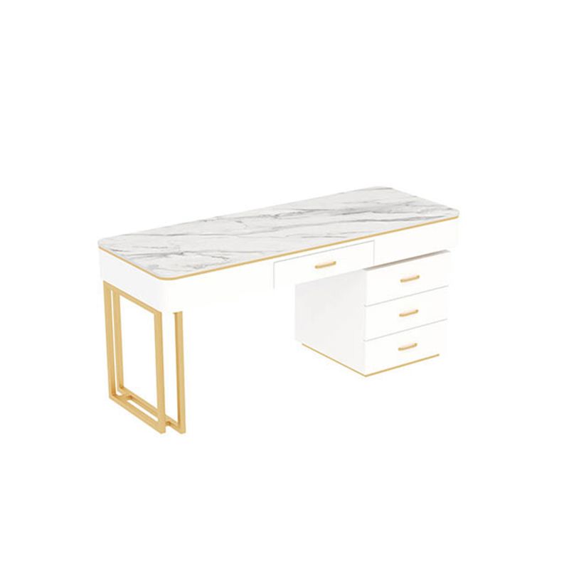 Glam Style Iron Legs Writing Desk Home 29.5 Inch High Office Desk