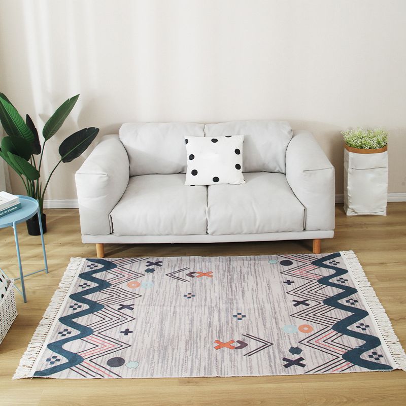 Stijlvolle boho chic tapijt multicolor geometrisch vloerkleed machine wassen tassel-getrimde tapijt voor huis