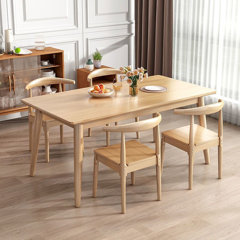 Rectangle Dining Site Table Rubberwood Solid Wood Furniture with 4 Legs
