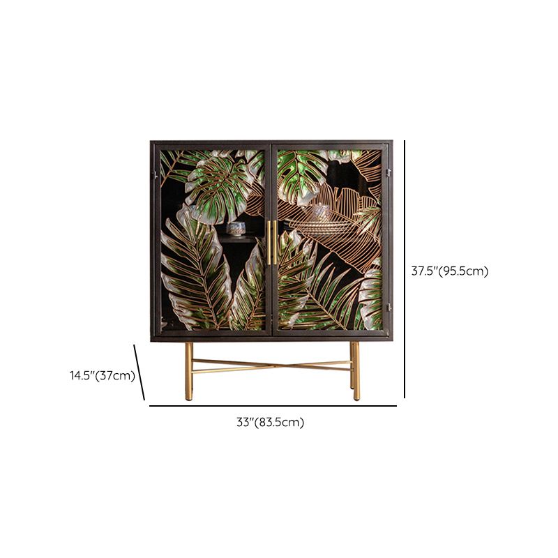 Iron 2/4 - Door Accent Cabinet Industrial Accent Cabinet with Wood Accents