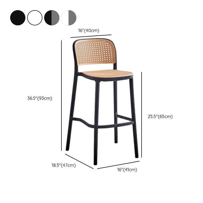Stackable Bar Stool Plastic Backrest Counter Stool for Living Room