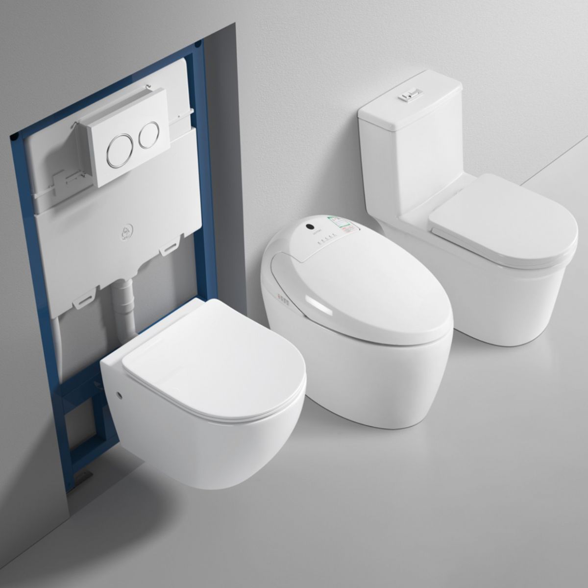 Modern White Flush Toilet Wall Hung One-Piece Toilet with Slow Close Seat