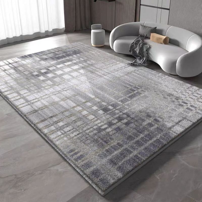Pewter Modern Carpet Polyester Graphic Carpet Stain Resistant Carpet for Living Room