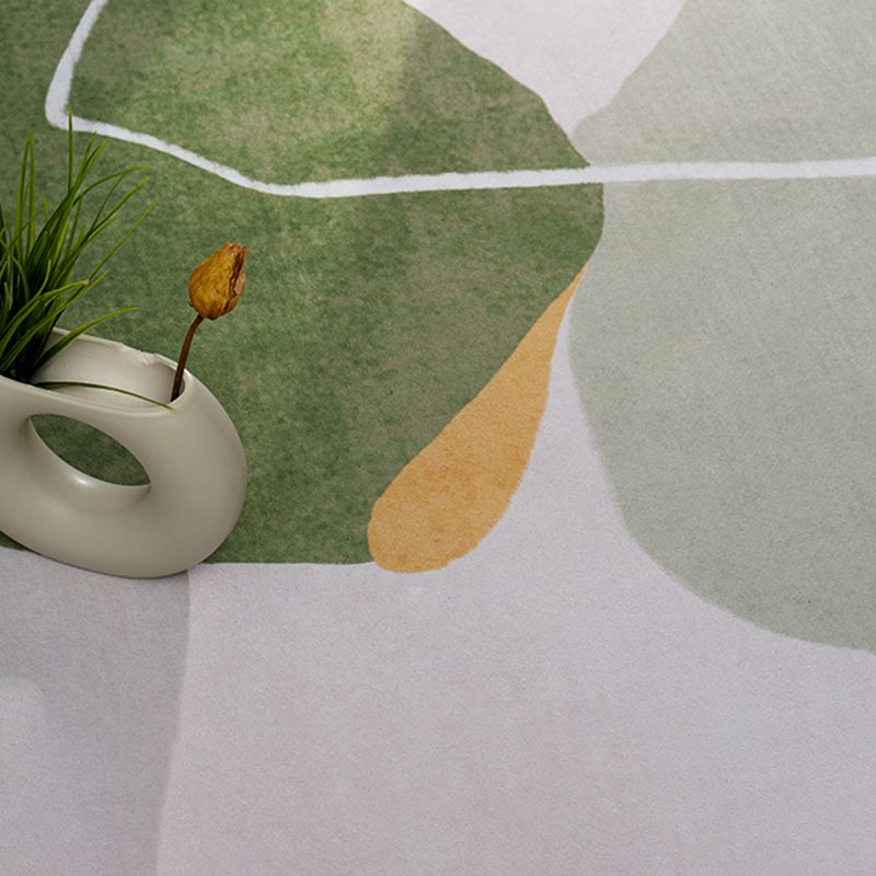 White Modern Rug Polyester Color Block Rug Non-Slip Backing Rug for Sitting Room