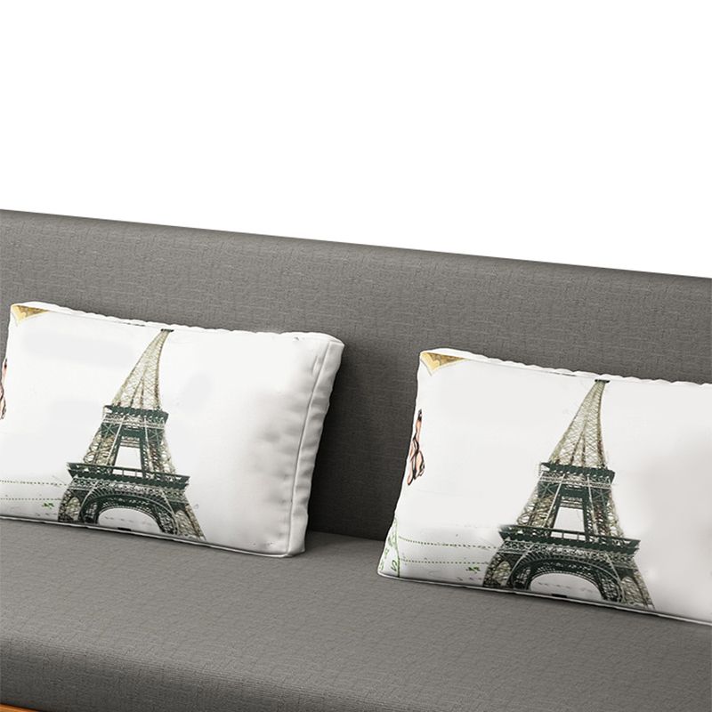 Scandinavian Armless Sofa Bed Cotton Blend Sofa Bed in Grey with Wheels