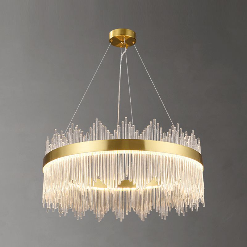 Candelera colgante de forma de rueda Crystal de estilo contemporáneo 1 Luz de lámpara de luz en oro
