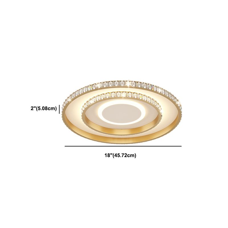 Contemporary Ceiling Light 3-Light LED Flush Mount Light with Crystal for Living Room