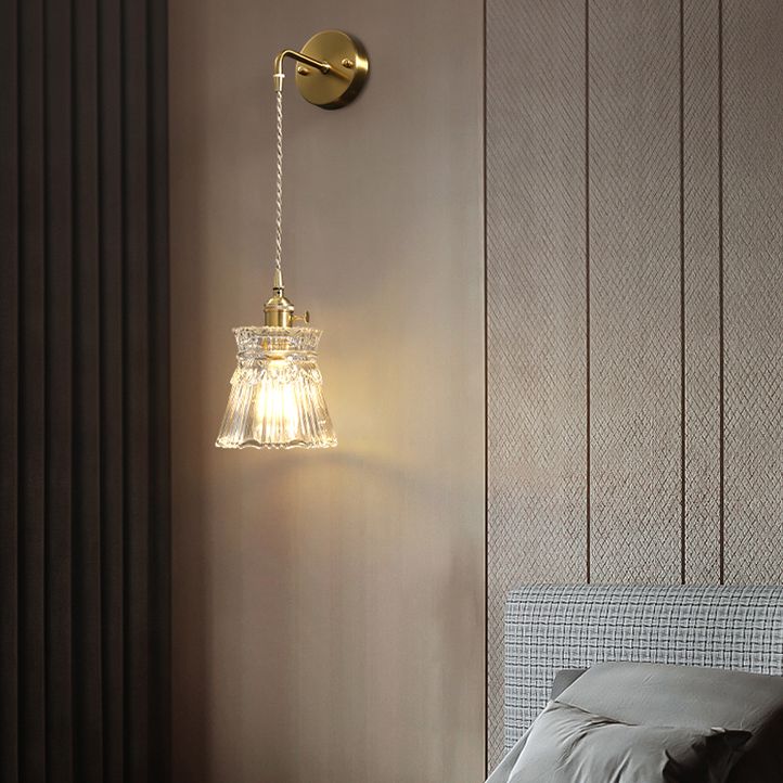 Accesorio de luz montado en la pared de vidrio sombreado estilo minimalista de iluminación de pared transparente