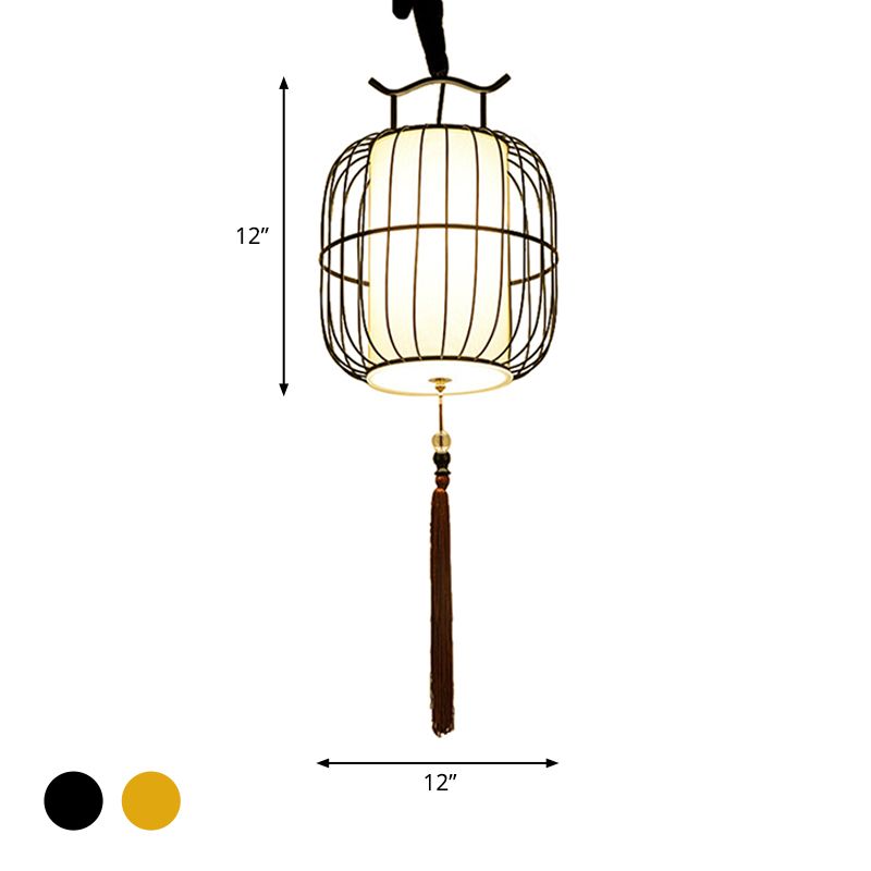 1 pendentif intérieur de tête avec bouteille à bambou de style chinois noir / or suspension