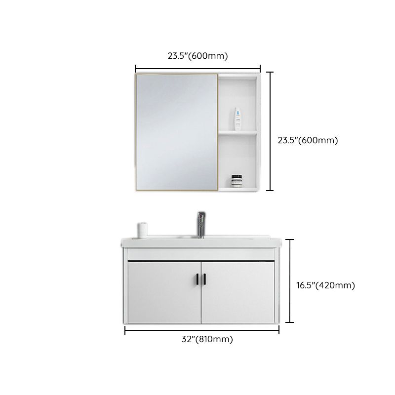 Contemporary Sink Vanity Solid Color Mirror Cabinet Space Saver Vanity for Bathroom