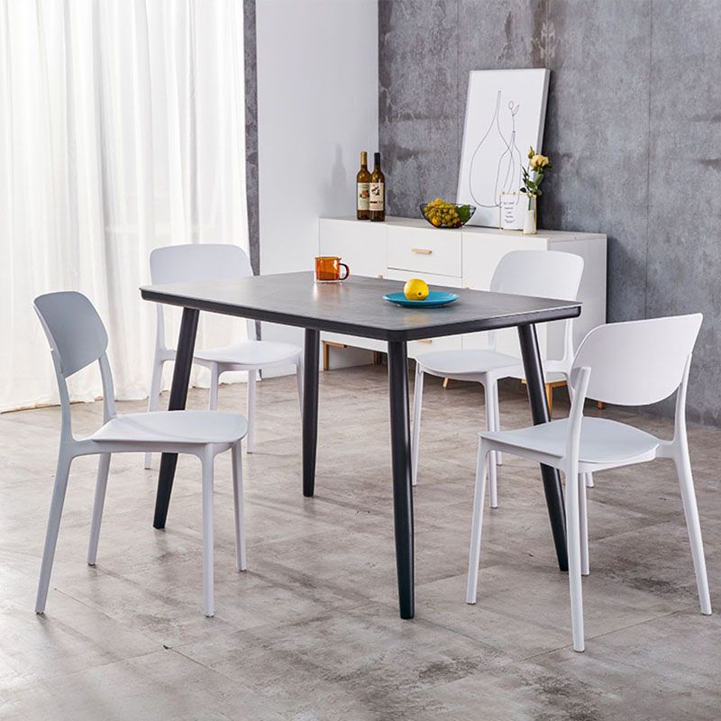 Contemporary Style Stackable Chair Dining Open Back Armless Chair with Plastic Legs