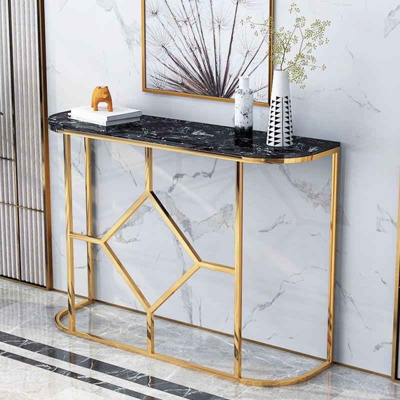 12" W Glam Marble Console Table Half Moon Abstract Accent Table for Hall