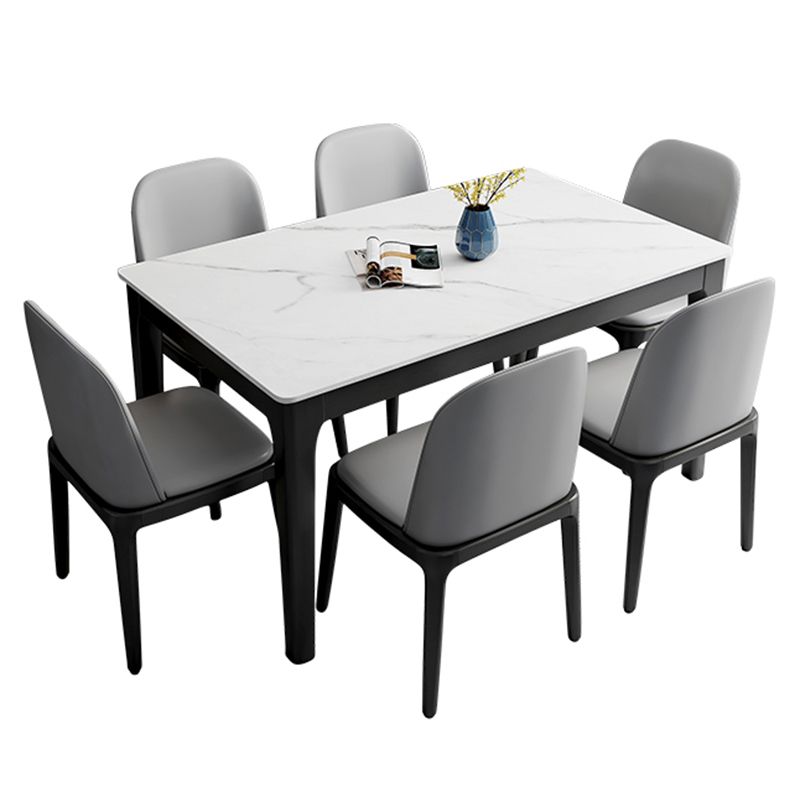Mesa de comedor bicolor de piedra sinterizada Mesa de comedor Mid-Century de 4 patas