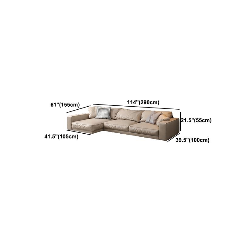 Pillowed Back Cushions Sectional Sofa, Square Arm Sectional Sofa,in Cream22"