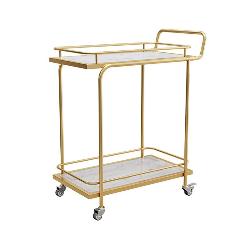 Modern Open Storage Prep Table Rectangular Rolling Kitchen Trolley