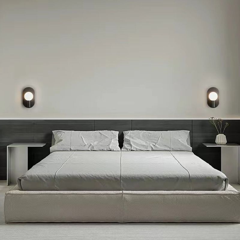 Solid Brass Wall Lamp Contemporary Black / Gold Wall Light with Glass Shade