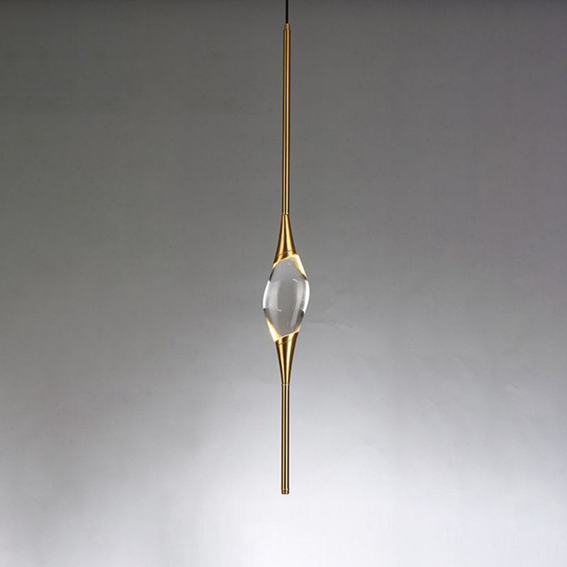 Copper Gold LED Hanging Lamp in Modern Luxury Style Crystal Geometric Pendant Light for Bedroom