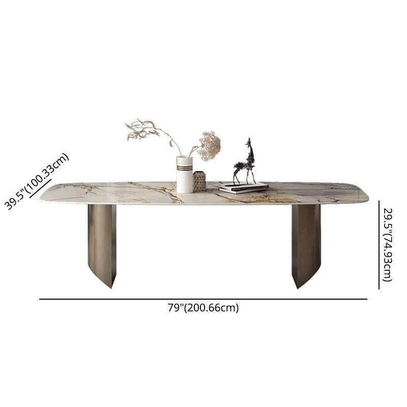 Minimalist Sintered Stone Rectangle Dining Set White Standard Dining Set for Kitchen