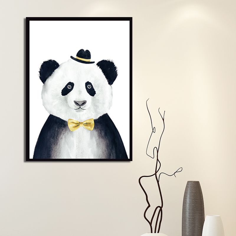 Gentleman Animal Wall Art Decor Kids Style Textured Surface Living Room Wrapped Canvas