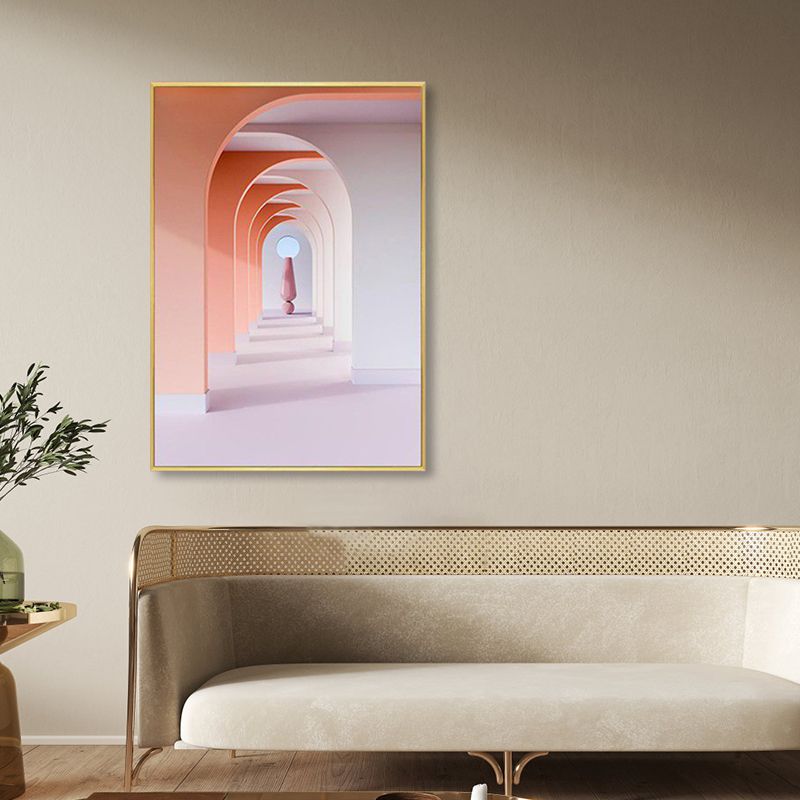 Décoration murale de galerie arquée de couleur douce, toile texturée contemporaine pour chambre