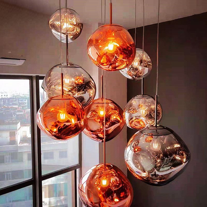 1 Light Rock Ceiling Light Modern Simple Dimpled Blown Glass Ceiling Fixture for Restaurant