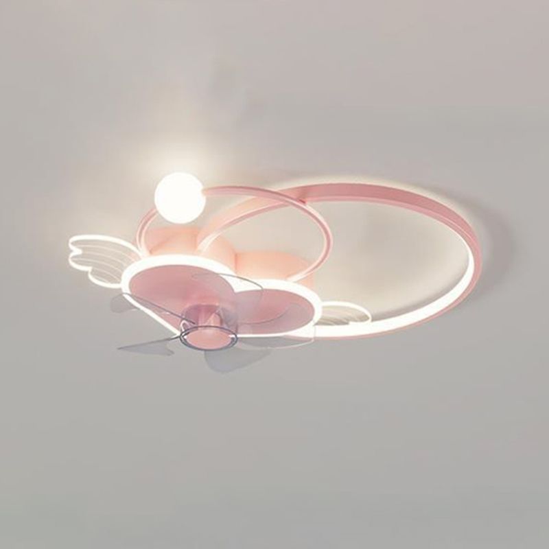 Polish Finish LED Ceiling Fan 7-Blade Children Fan with Light for Home