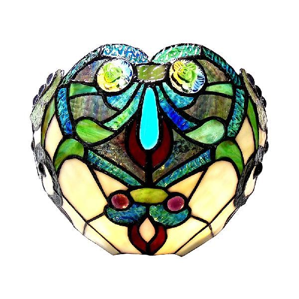 Stained Glass Bowl Wall Light Victorian Style 1 Light Art Deco Wall Sconce Light in Green