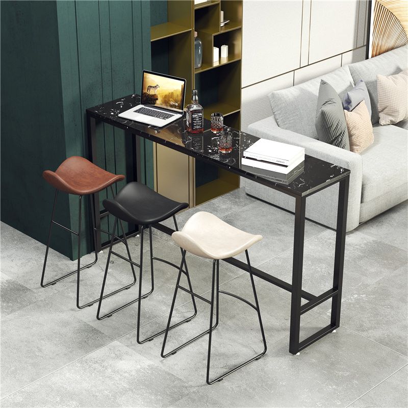 Modern Bar Table Set 1/4 Pieces Marble Counter Table with Upholstered Stools