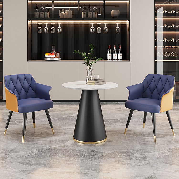 Glam Metal Dining Room Chairs Faux Leather Dining Arm Chair for Home Use