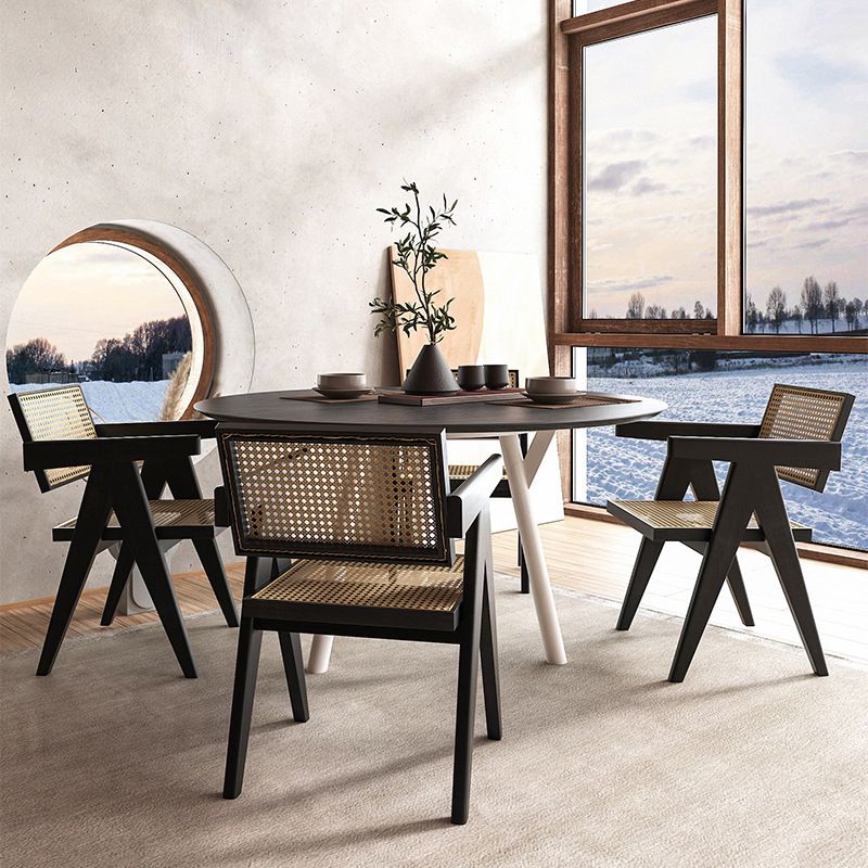 Traditional Kitchen Dining Chairs Rubber Wood Arm Dining Chairs