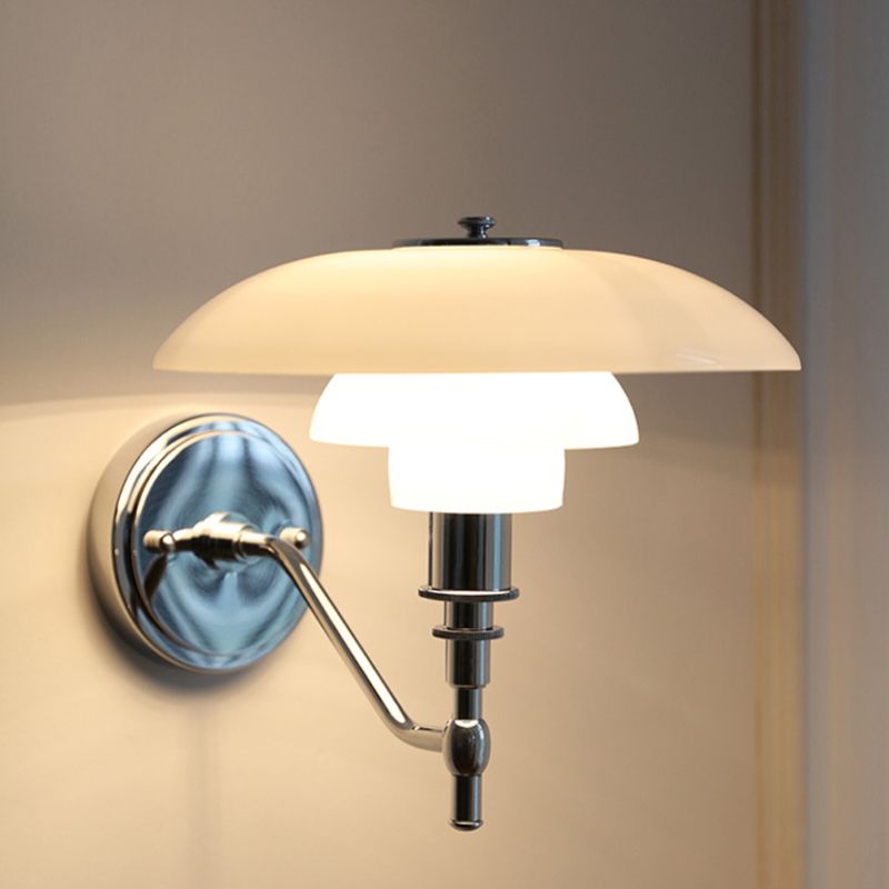 Simple Wall Light Fixture Household Wall Light Sconce with Glass Shade for Bedroom