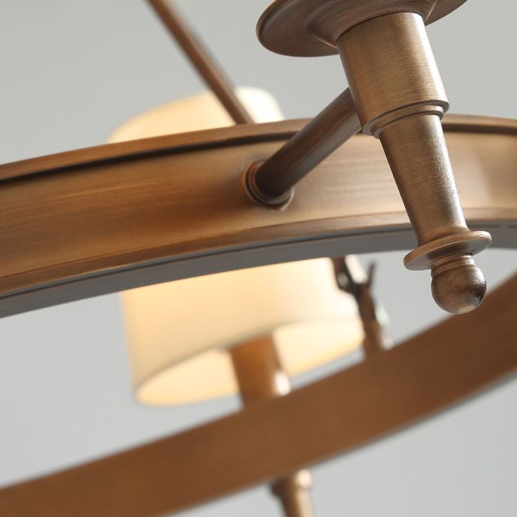 Wagon Wheel Light Fixture Traditional Multi-Head Chandelier Pendant Light with White Fabric Shade