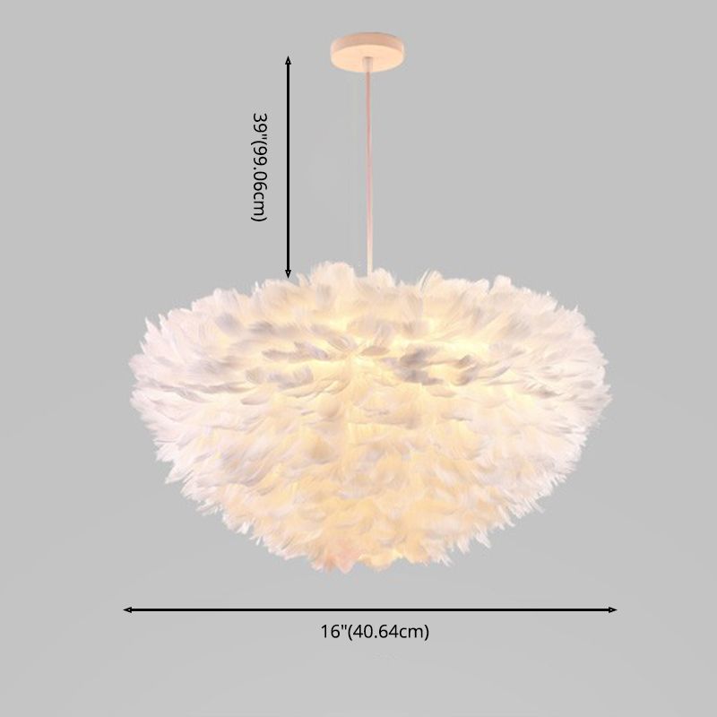 Nordic-Style Shaded Chandelier Pendant Light Feather Bedroom Pendant Lighting Fixture