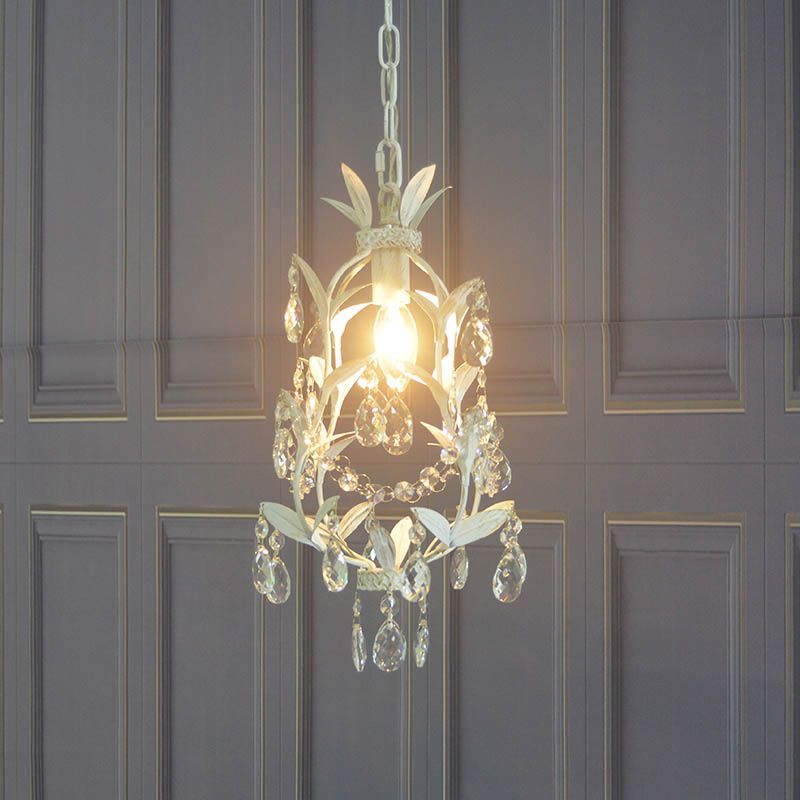 Foglie Bening Hang Freeture Modernismo 1 Ciondolo sospensione a goccia cristallina in lampadina in bianco