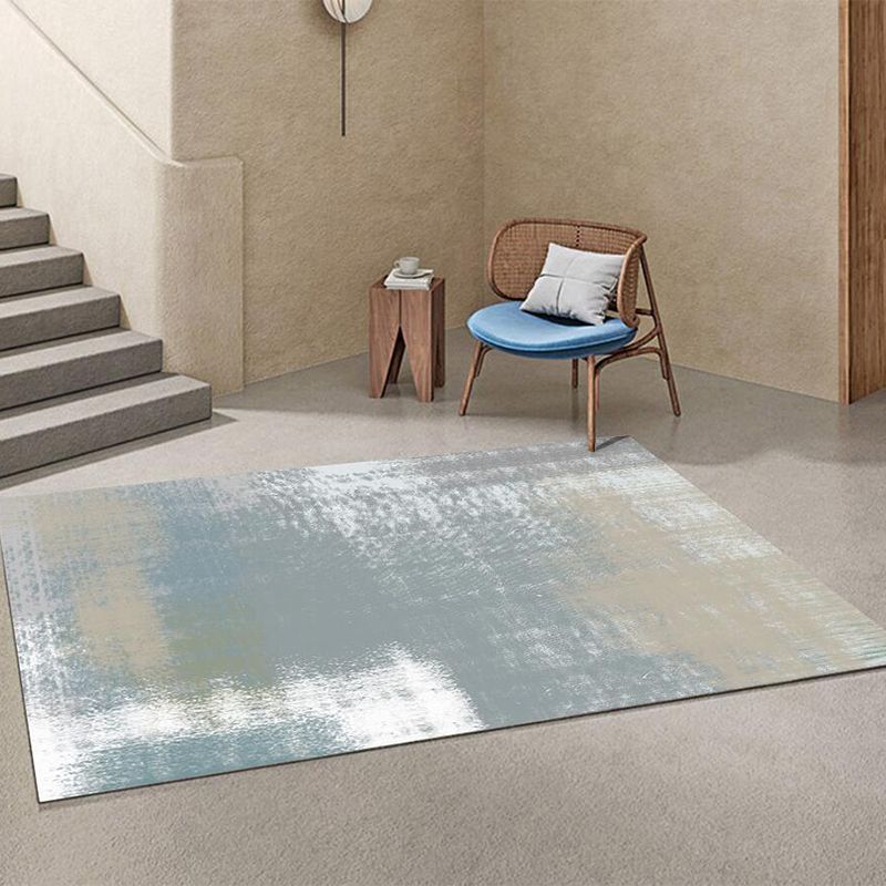 Light Navy Modern Rug Polyester Graphic Indoor Rug Non-Slip Backing Rug for Home Decor