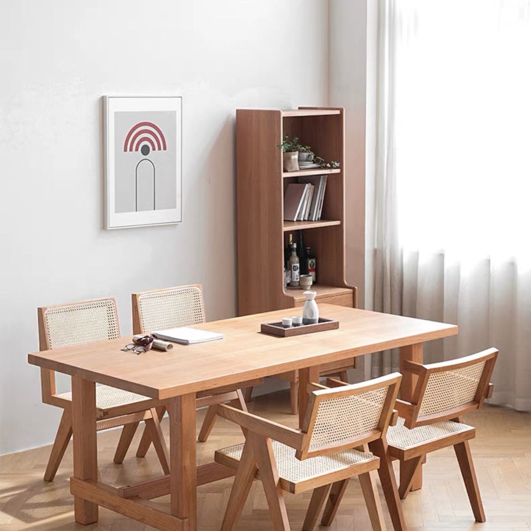 Fixed Farmhouse Style Solid Wood Top Kitchen Table Set of 4 Brown for Dining Room