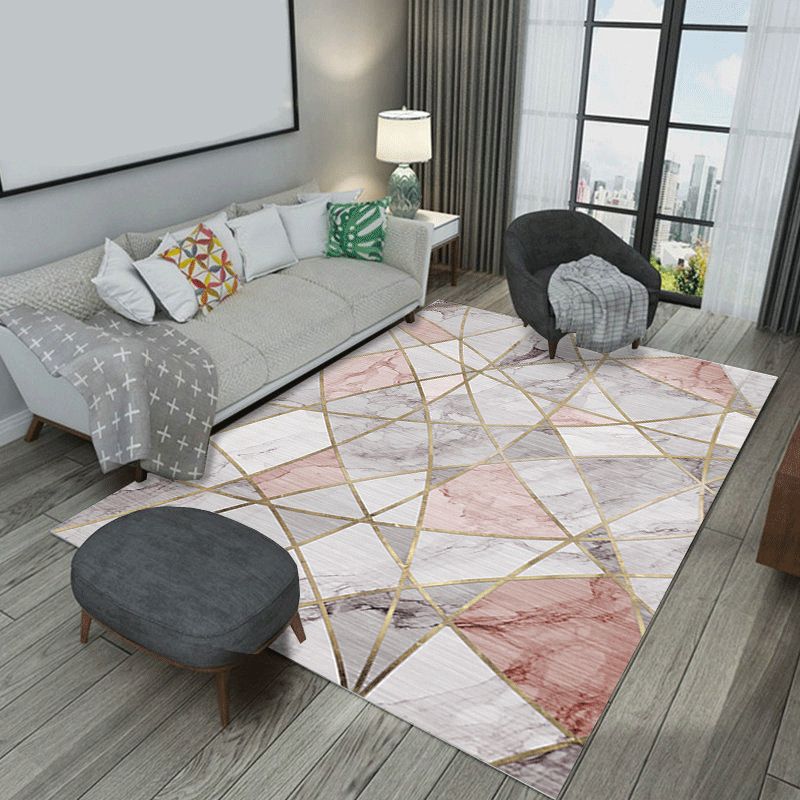 Abstract Printing Area Rug Polyester Modern Rug Non-Slip Backing Carpet for Living Room