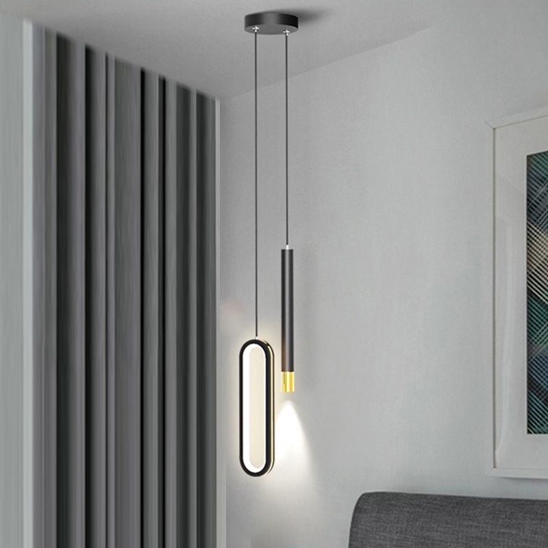 Modern Lighting Rectangle Shaped Black Metal Pendant Light 14W Led Drop Light