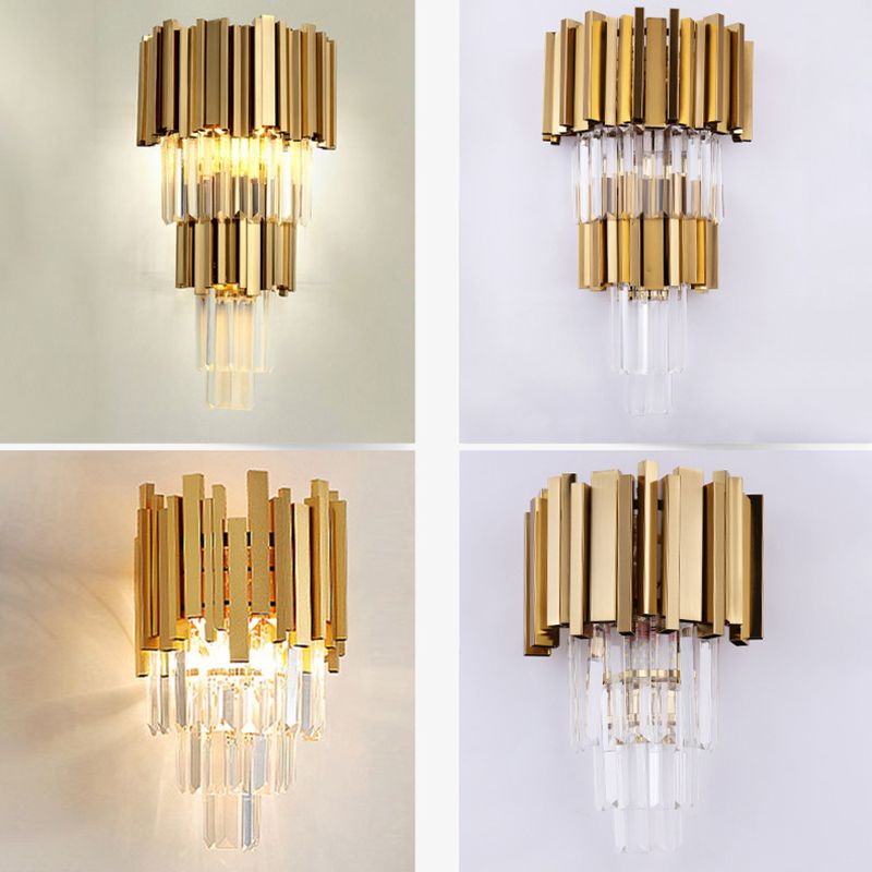 Contemporary Crystal Wall Lamps Metal Wall Light Fixtures for Bedroom