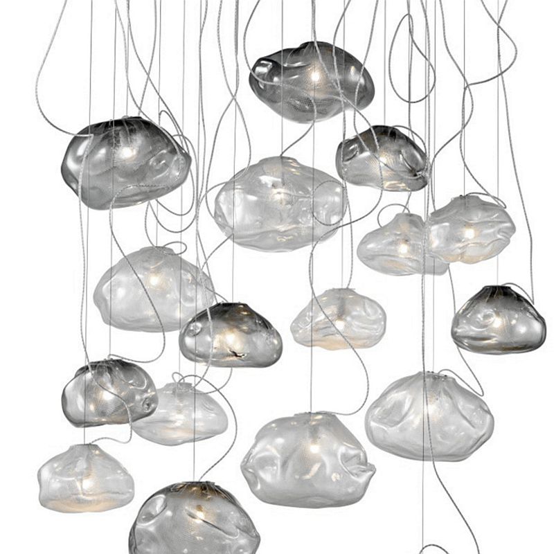 Lámpara de vidrio colgante con forma de colgante en forma de nube de estilo de diseñador lámpara de trabajo de restaurantes de 1 luces