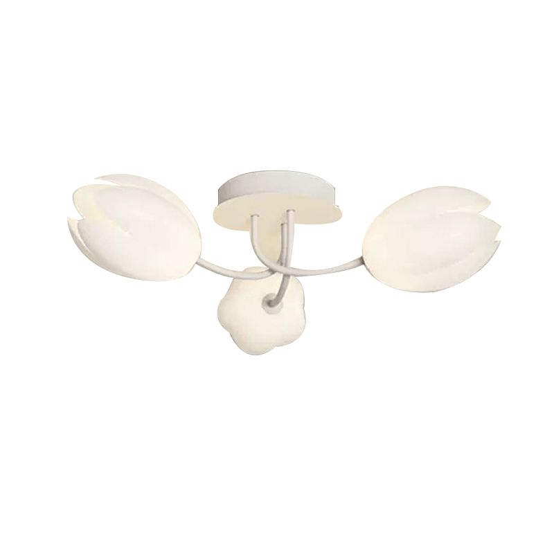 Contemporary Semi Flush Light White Ceiling Lamp for Living Room
